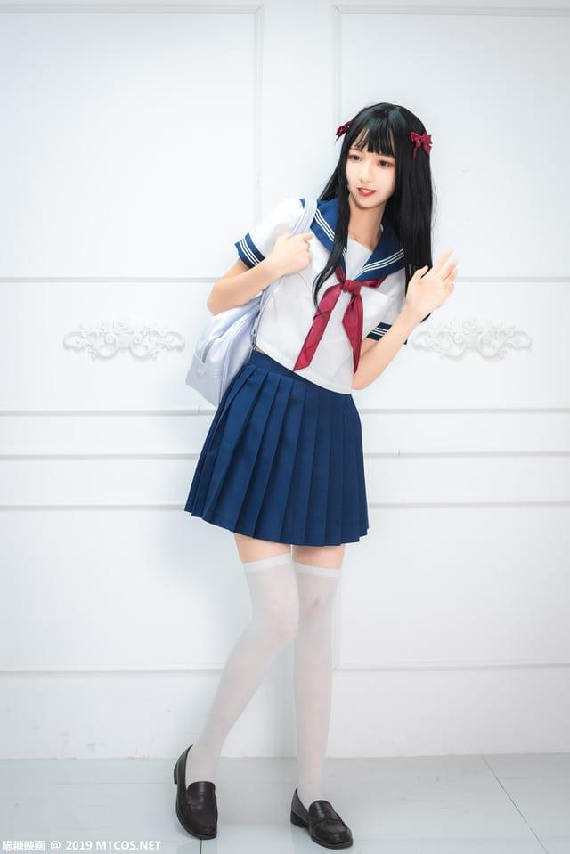 喵糖映画 – VOL.012 蓝白水手服[44P380M]-1