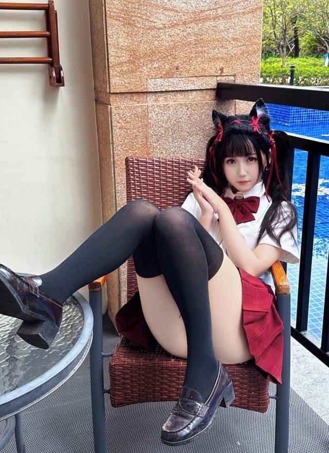 不呆猫 – NO.046 温泉双马尾JK [22P1V-713M]-1